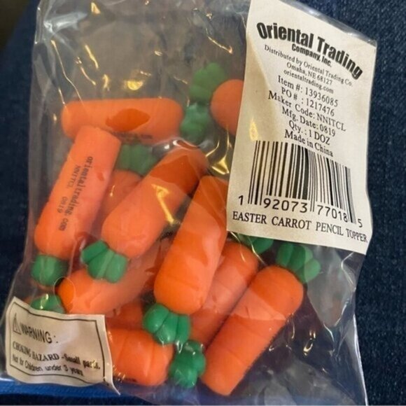 Easter Carrot Pencil Toppers - 12 Pc. - Picture 2 of 2